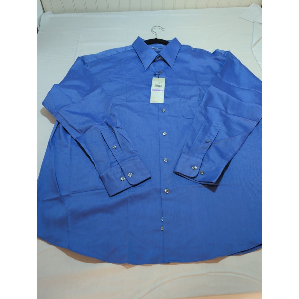 Perry Ellis Portfolio Dress Shirt Mens 18 34/35 Blue Long Sleeve NWT PG1101